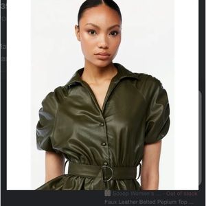 Scoop Faux Leather Peplum Top